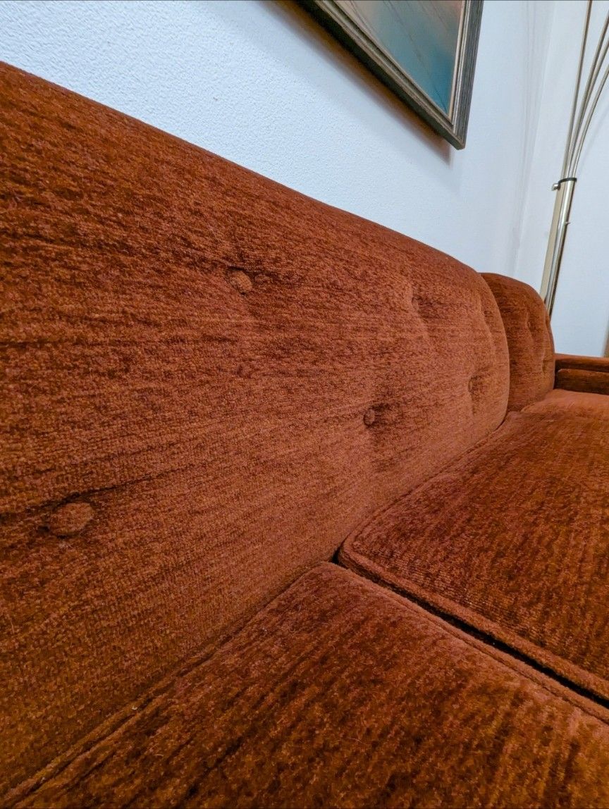 Stunning MCM Modular Burnt Orange Velvet Couch