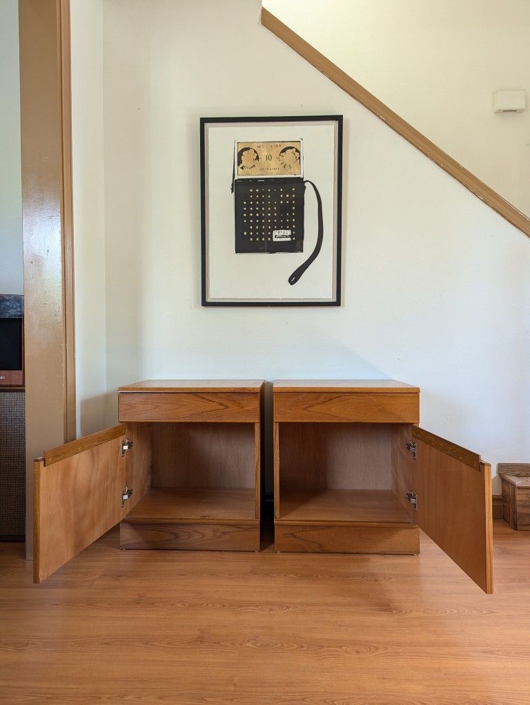 Pair of Mid Century Danish Modern Teak Nightstands by Nordic Home