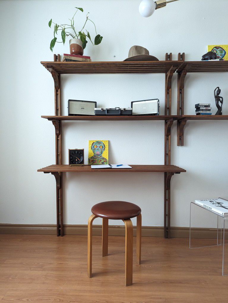 Vintage MCM Modular Wall Unit Desk & Display Shelf / Bookshelf / Shelves