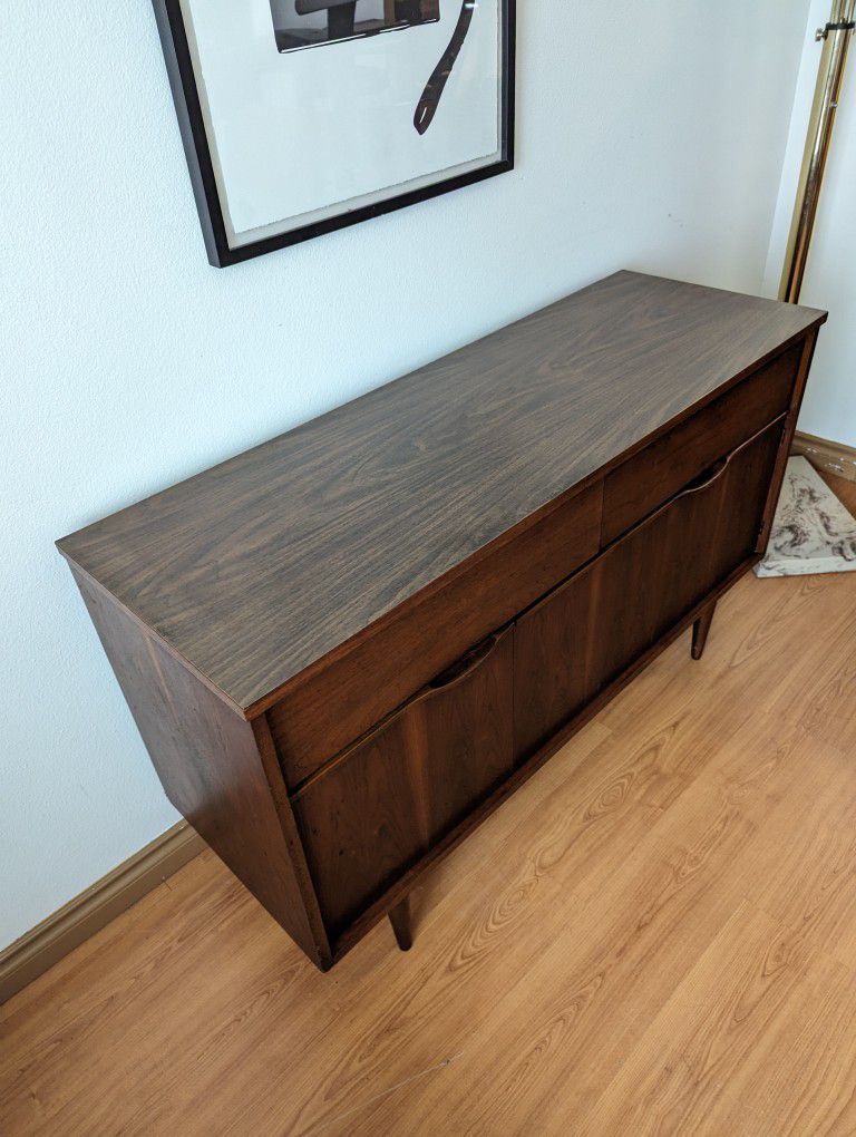 MCM Record Player Stand / Walnut Buffet Credenza Cabinet