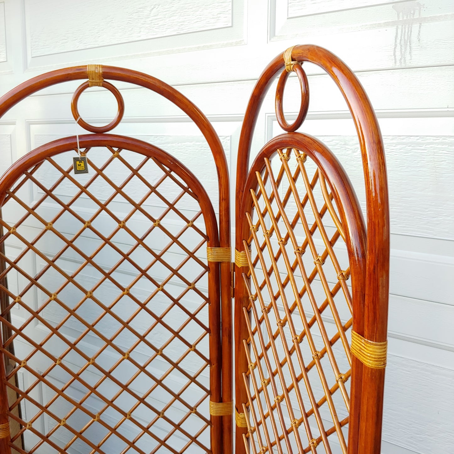 Vintage Mid Century Bamboo Arched Room Divider