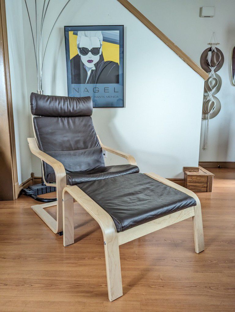 Covers Ikea Wood Poang Chair With Footstool IKEA Poang Brown