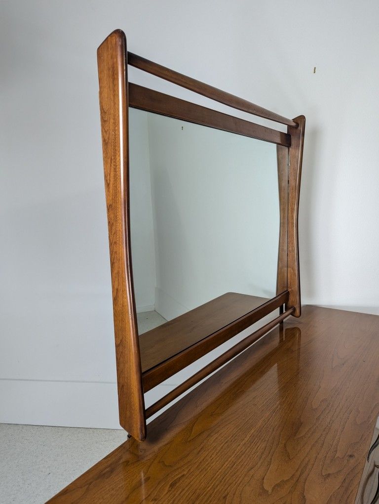 MCM Solid Walnut Framed Dresser MIRROR ONLY by Kent Coffey