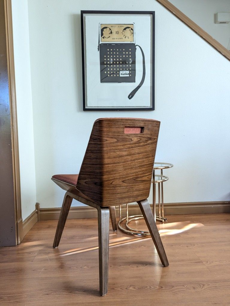 Cool Orange Upholstered MCM Style Bentwood Chair
