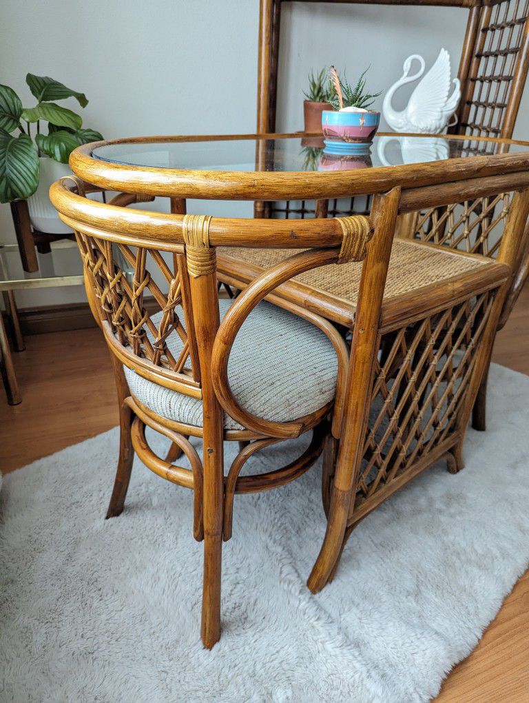 Bamboo & Rattan Boho Honeymoon Breakfast / Dining Table & Chair Set