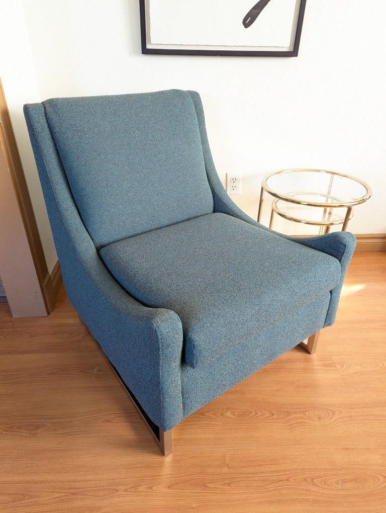 MCM Green Tweed & Chrome Lounge Chair by Flexsteel