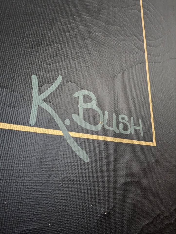 Large Postmodern Calla Lilly Artwork in Brass Frame by K. Bush