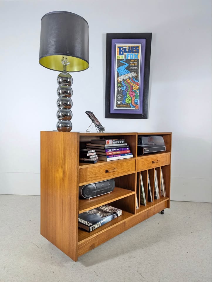 Danish Modern Teak Record Player Stand / Media Cabinet
