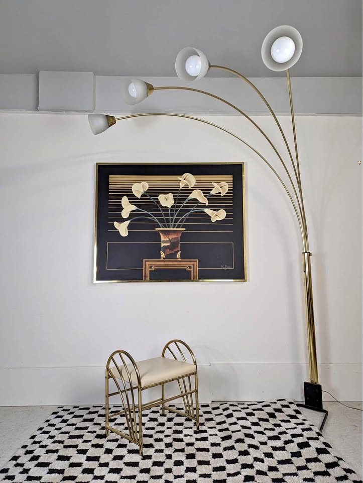 MCM Vintage Nova of California Brass Arc Floor Lamp