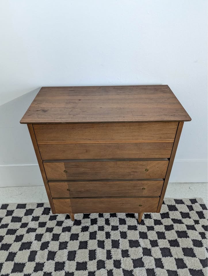 Vintage 4 Drawer MCM Highboy Dresser by Flow Furniture