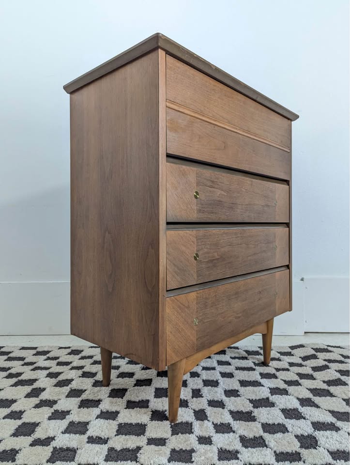 Vintage 4 Drawer MCM Highboy Dresser by Flow Furniture