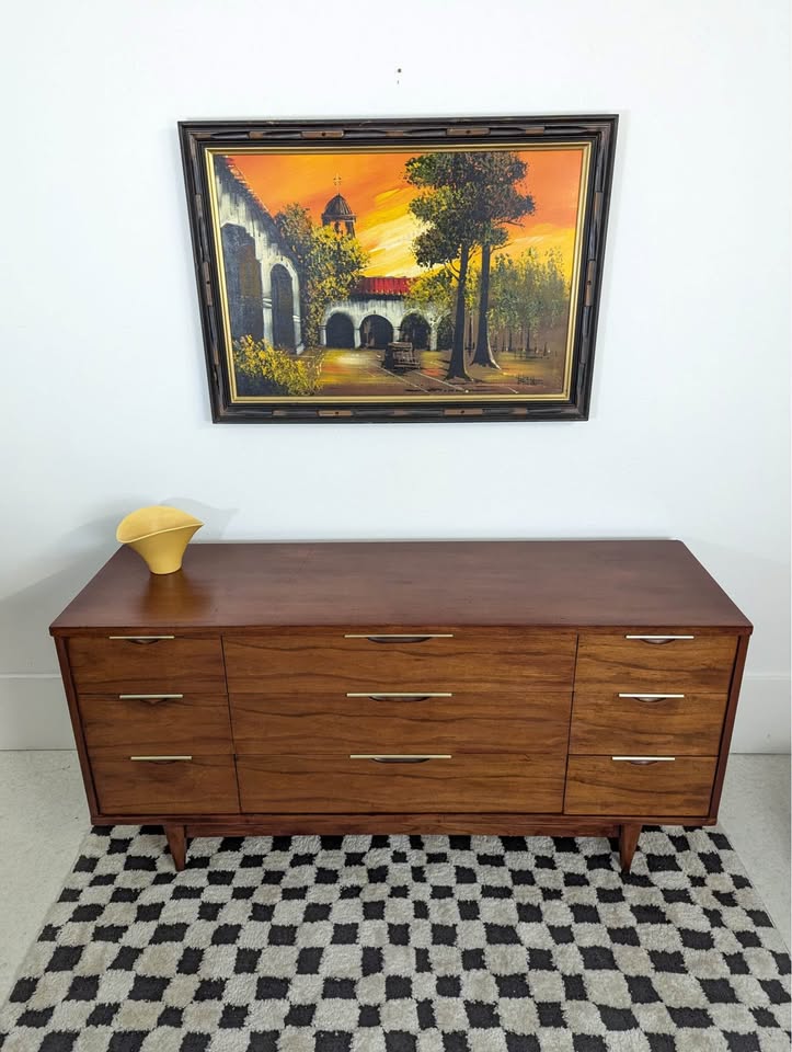 Gorgeous MCM “The Tableau” 9 Drawer Lowboy Dresser by Kent Coffey
