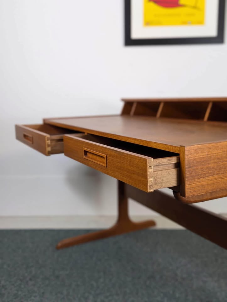 Danish Modern 1960’s Teak Flip Top Desk by E. Jakobsen Skive