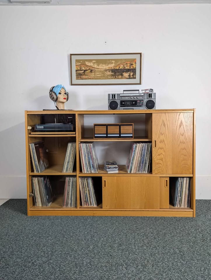 Danish Modern Media Cabinet / Record Player Stand & Storage