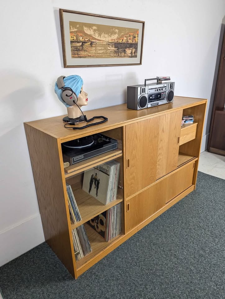 Danish Modern Media Cabinet / Record Player Stand & Storage