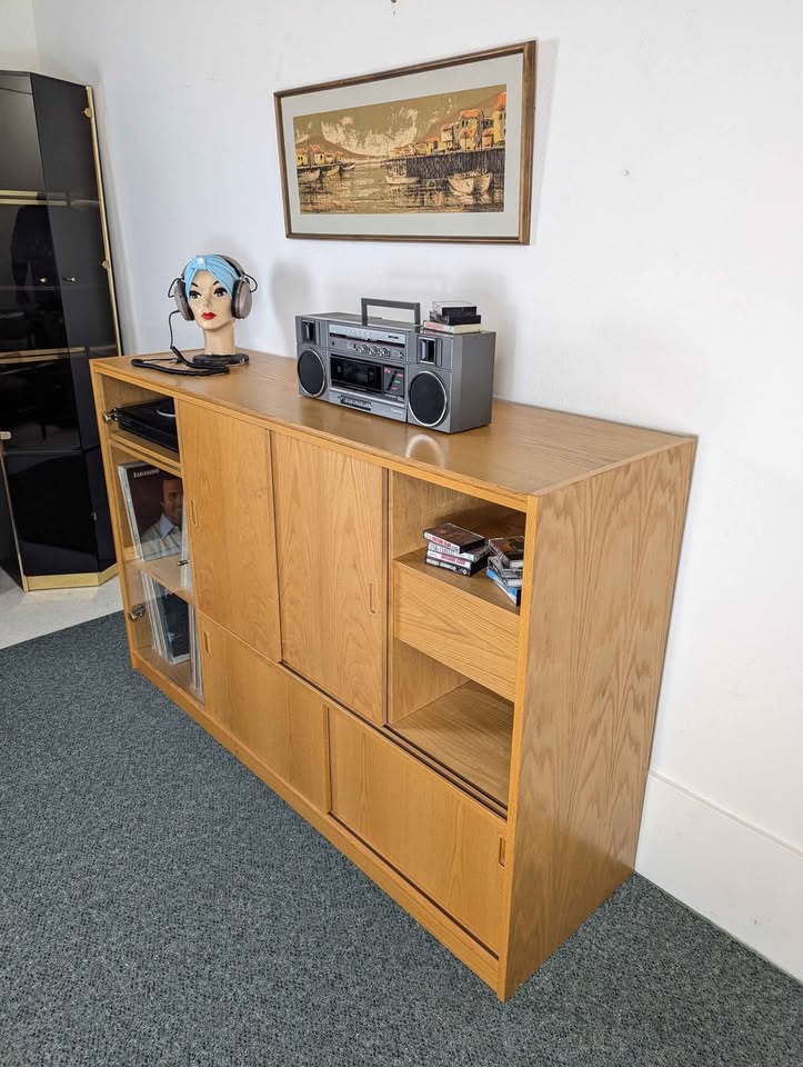 Danish Modern Media Cabinet / Record Player Stand & Storage
