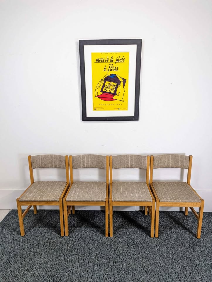 Scandinavian Dining Set w/ 4 White Oak Chairs by FD Mobler