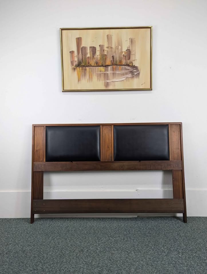 MCM Walnut Queen Reclining Headboard by John Keal for Brown Saltman