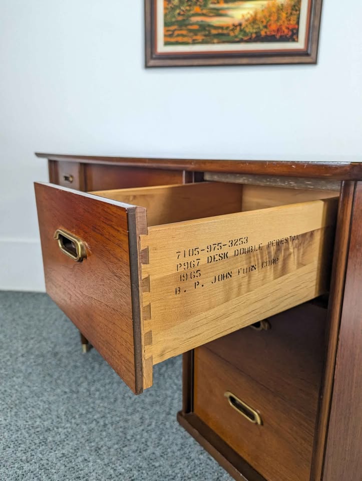 MCM Double Pedestal Walnut Desk by BP John
