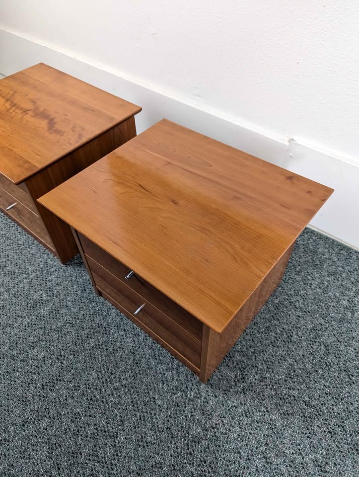 Pair of Scandinavian Low Nightstands / End Tables for Platform Bed