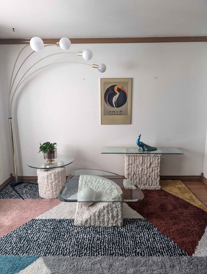 Set of 3 Tessellated Living Room Tables / Coffee, End & Sofa Console