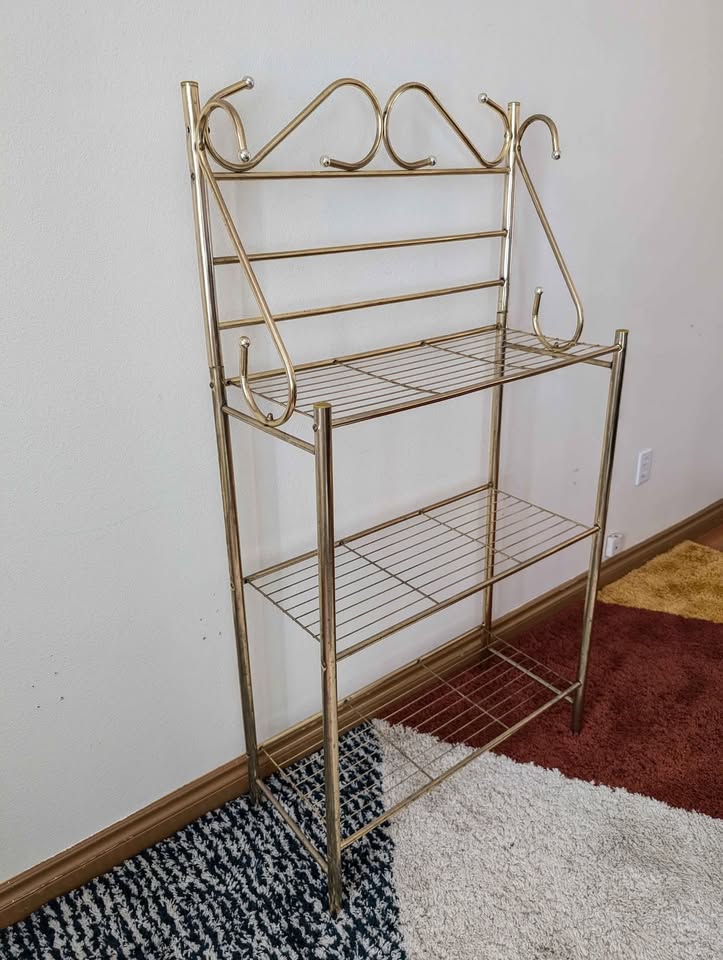Postmodern Vintage 3 Tiered Indoor Brass Shelf / Plant Stand