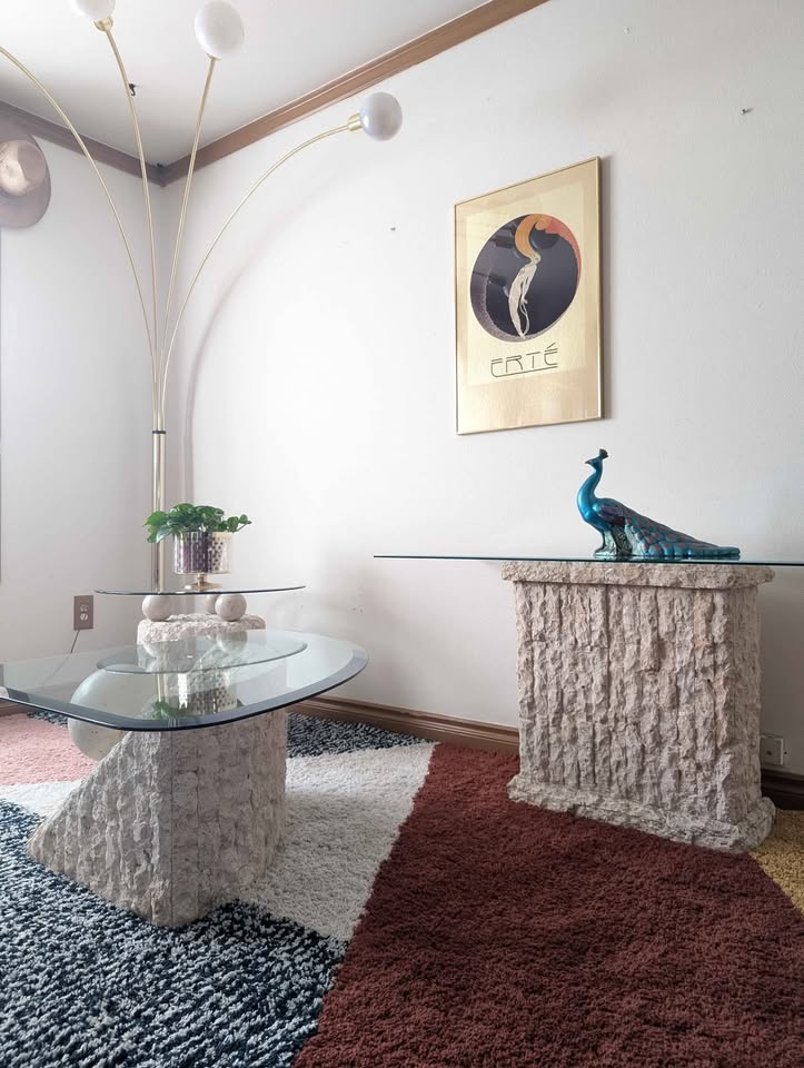 Set of 3 Tessellated Living Room Tables / Coffee, End & Sofa Console