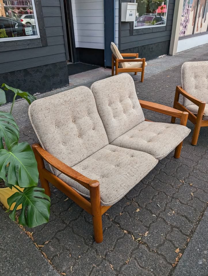 Danish Modern Teak Loveseat & Lounge Chairs by Domino Mobler