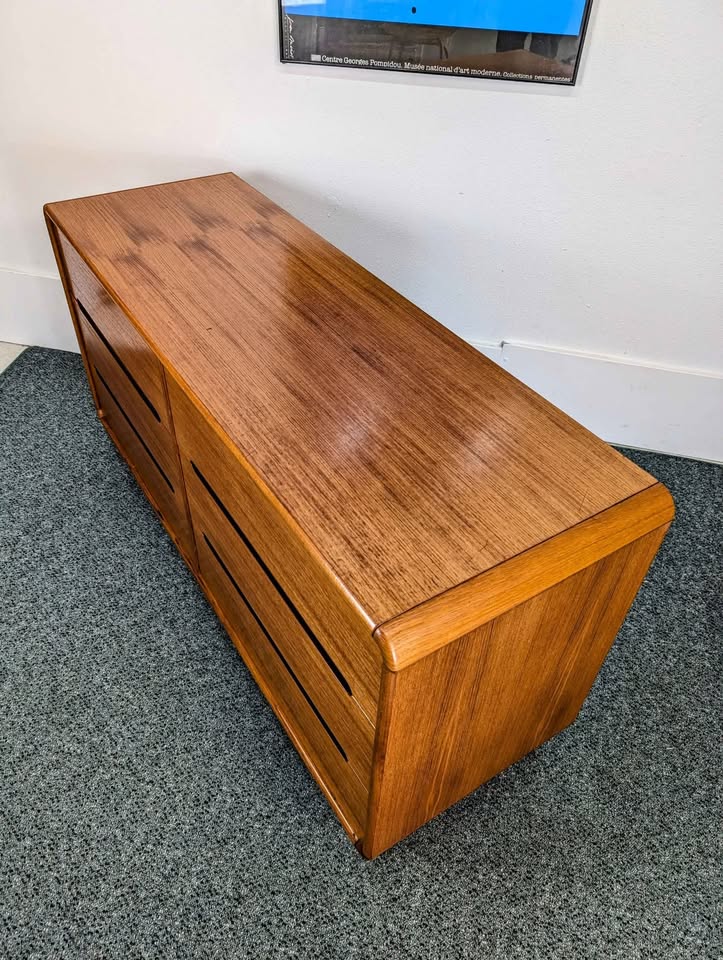 Danish Modern 6 Drawer Teak Lowboy Dresser by Sun Cabinet Co.