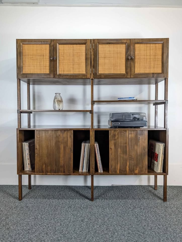 Mid Century Modern Modular Walnut Wall Unit