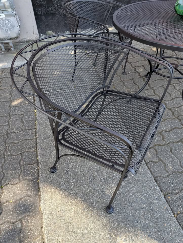 Black Wrought Iron Mid Century Patio Set by Salterini
