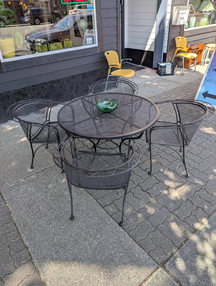 Black Wrought Iron Mid Century Patio Set by Salterini