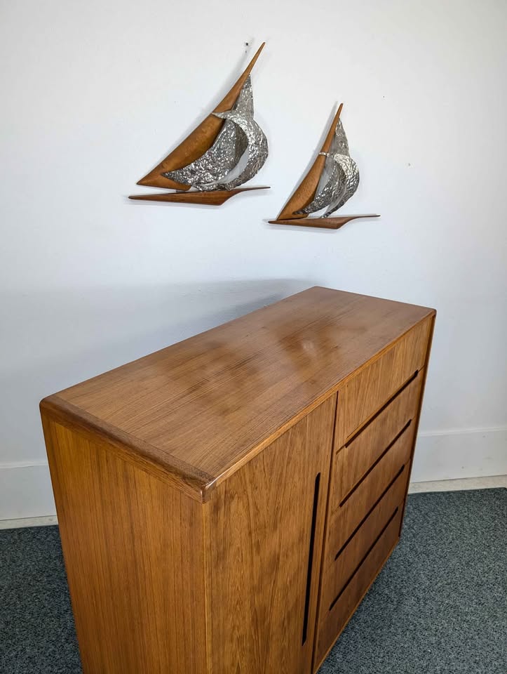 Mid Century Danish Modern Teak Gentleman's Dresser Chest by Scan Coll
