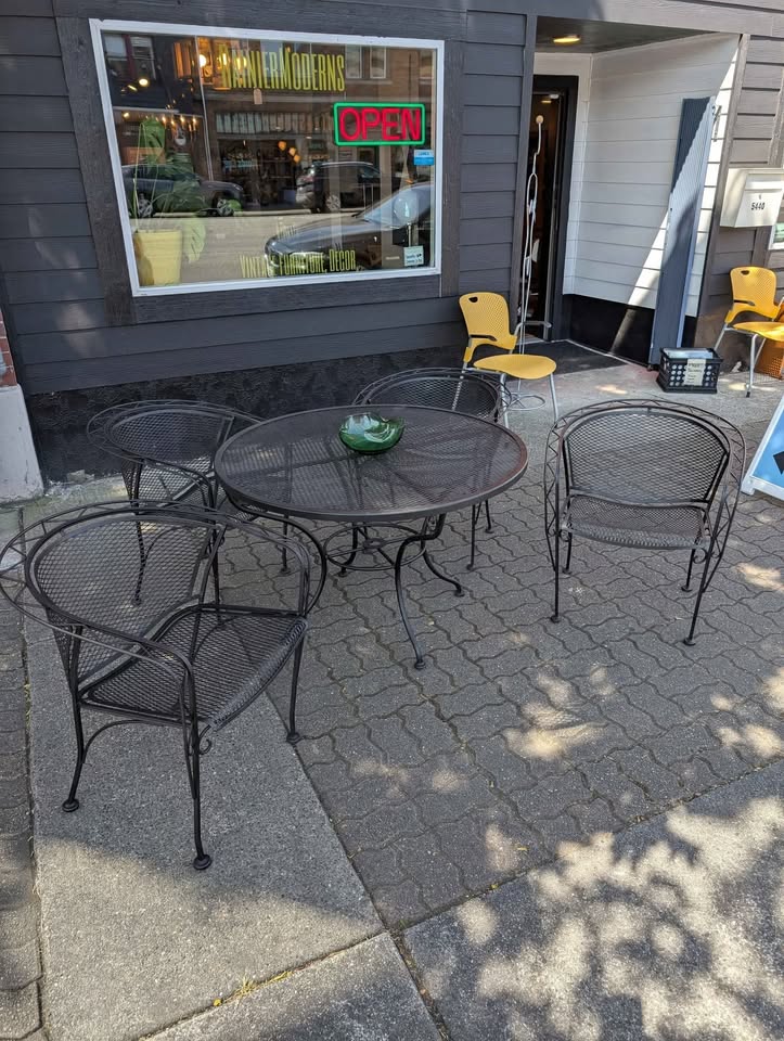 Black Wrought Iron Mid Century Patio Set by Salterini