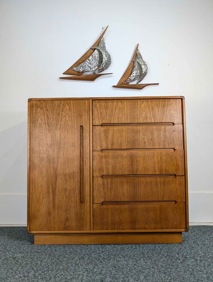 Mid Century Danish Modern Teak Gentleman's Dresser Chest by Scan Coll