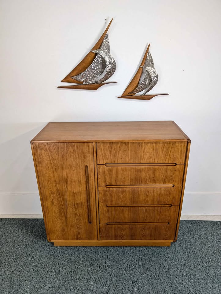 Mid Century Danish Modern Teak Gentleman's Dresser Chest by Scan Coll