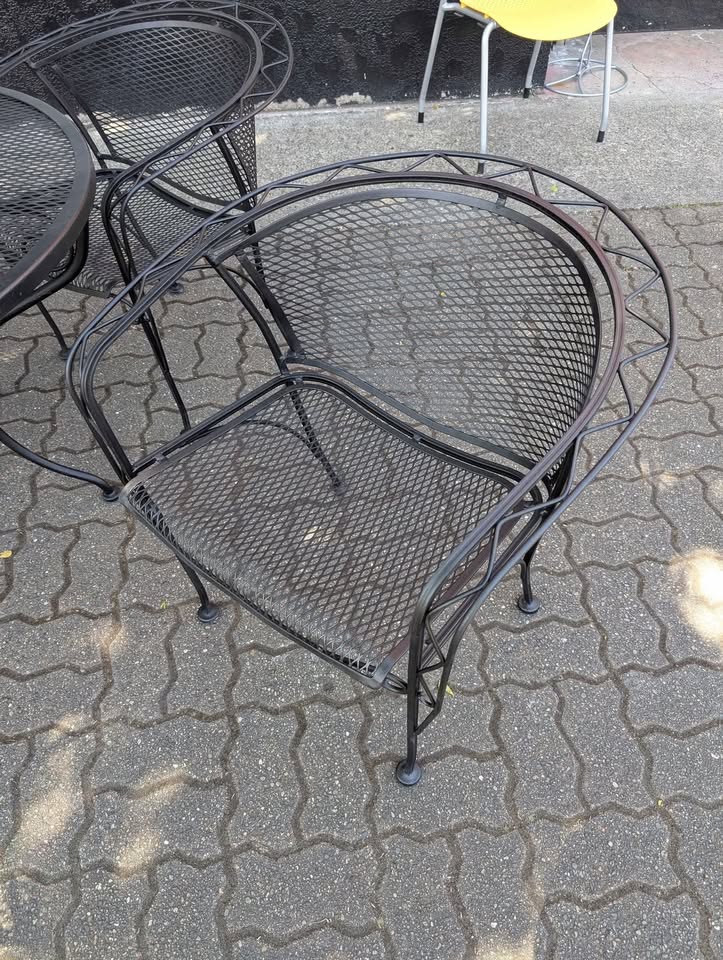 Black Wrought Iron Mid Century Patio Set by Salterini