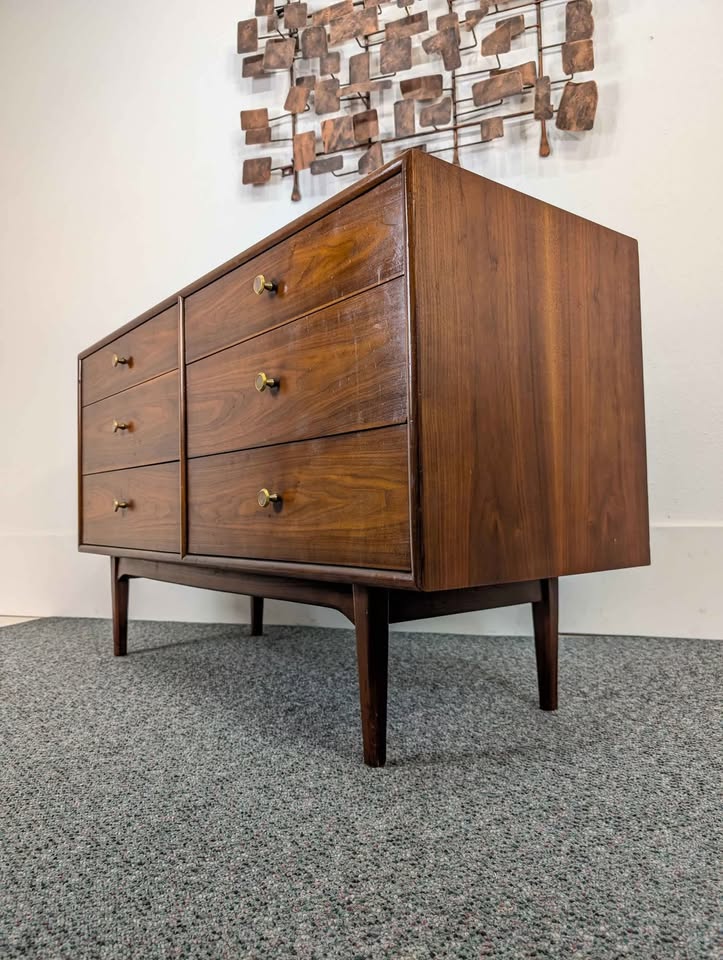 Declaration Collection 6 Drawer Walnut MCM Dresser by Kipp Stewart for Drexel