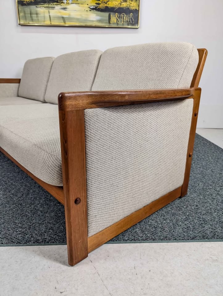 Danish Modern Teak Framed Sofa / 3 person Couch