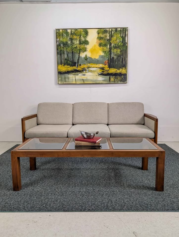 Danish Modern Teak Framed Sofa / 3 person Couch