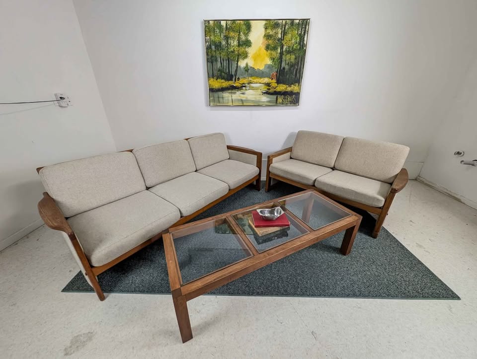 Danish Modern Teak Framed Sofa / 3 person Couch