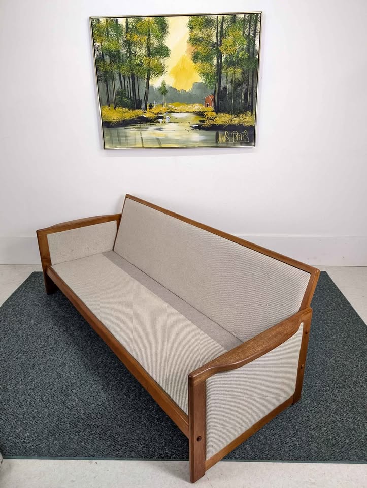 Danish Modern Teak Framed Sofa / 3 person Couch