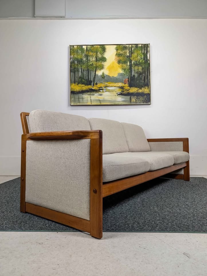 Danish Modern Teak Framed Sofa / 3 person Couch