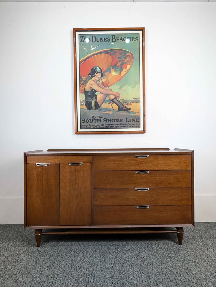 The Dunes Beaches Large Teak Framed Vintage Art Print