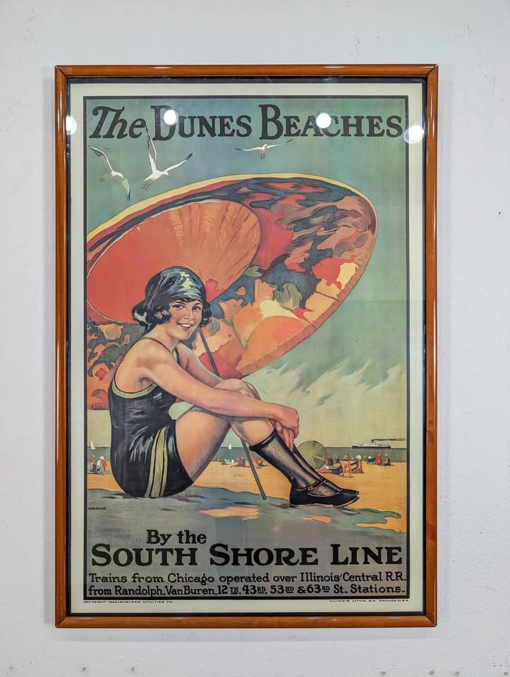 The Dunes Beaches Large Teak Framed Vintage Art Print
