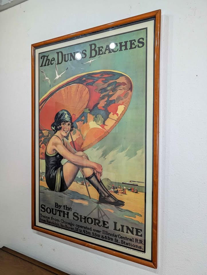 The Dunes Beaches Large Teak Framed Vintage Art Print