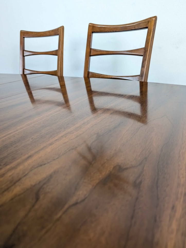 MCM Walnut Dining Table & 6 Chair Set by Broyhill Lenoir
