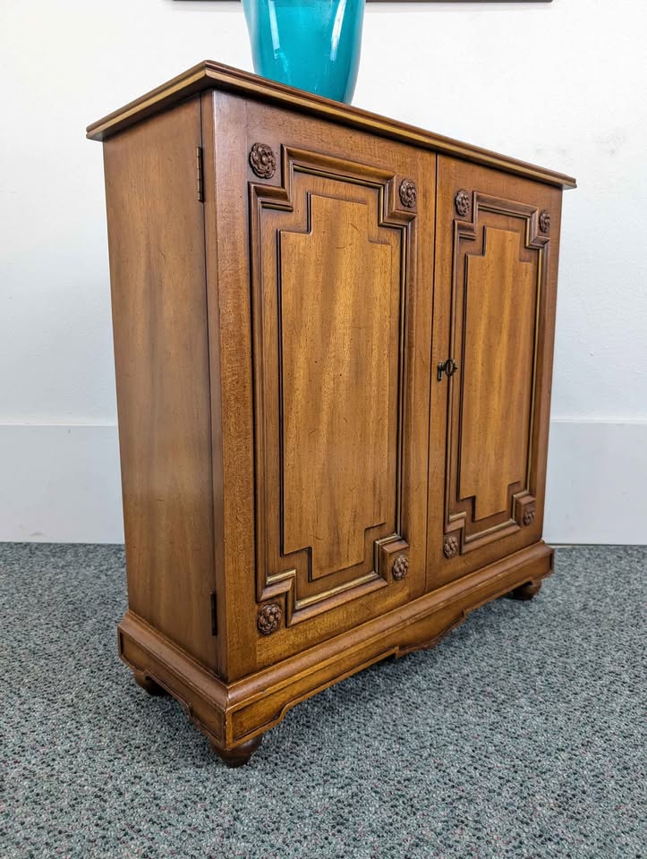 Petite Mid Century Walnut Entry Way / Console Table Cabinet by Henredon