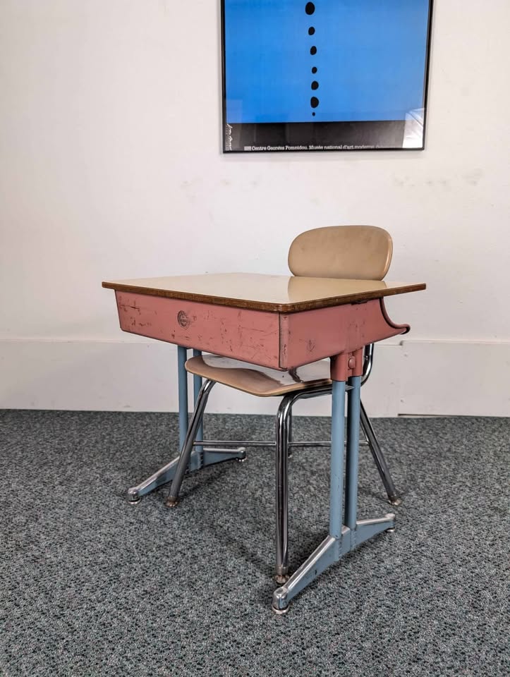 Cutest Little Pink & Blue MCM Vintage Child's Desk & Chair Set