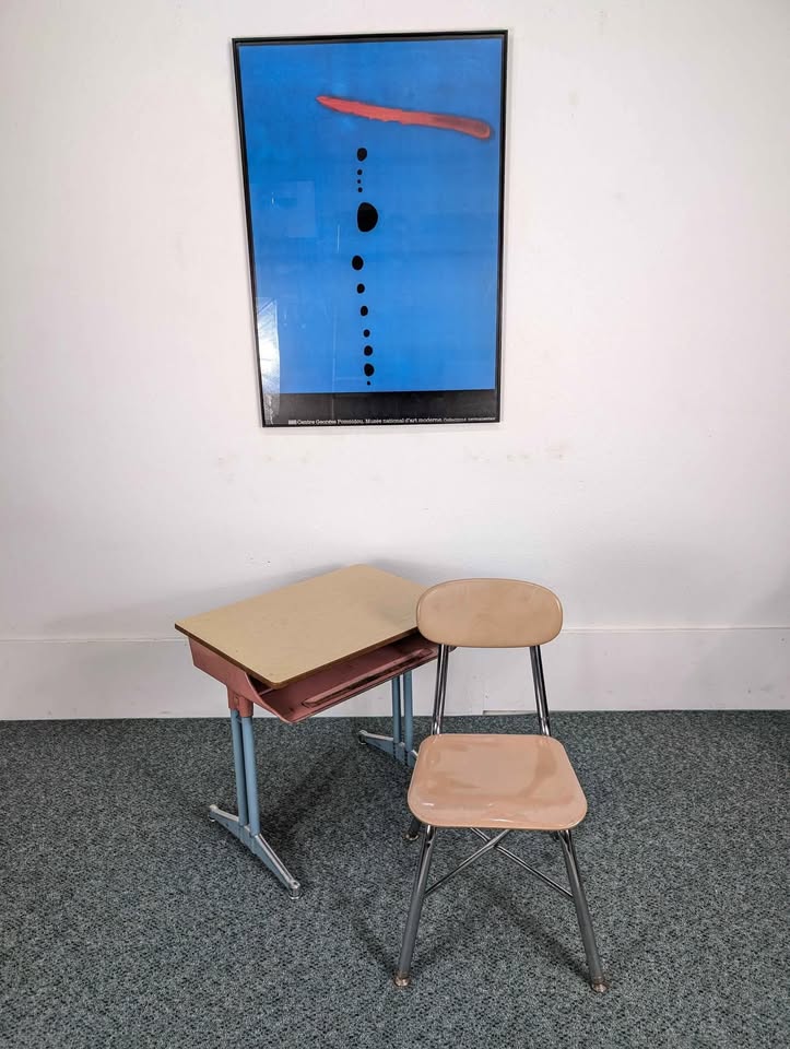 Cutest Little Pink & Blue MCM Vintage Child's Desk & Chair Set